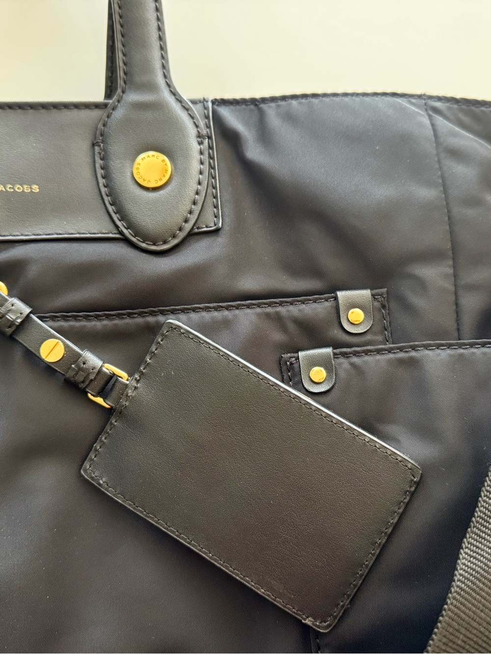 Marc by Marc Jacobs Black Nylon Work Tote Gold Hardware Dual Handle Crossbody - Picture 7 of 8